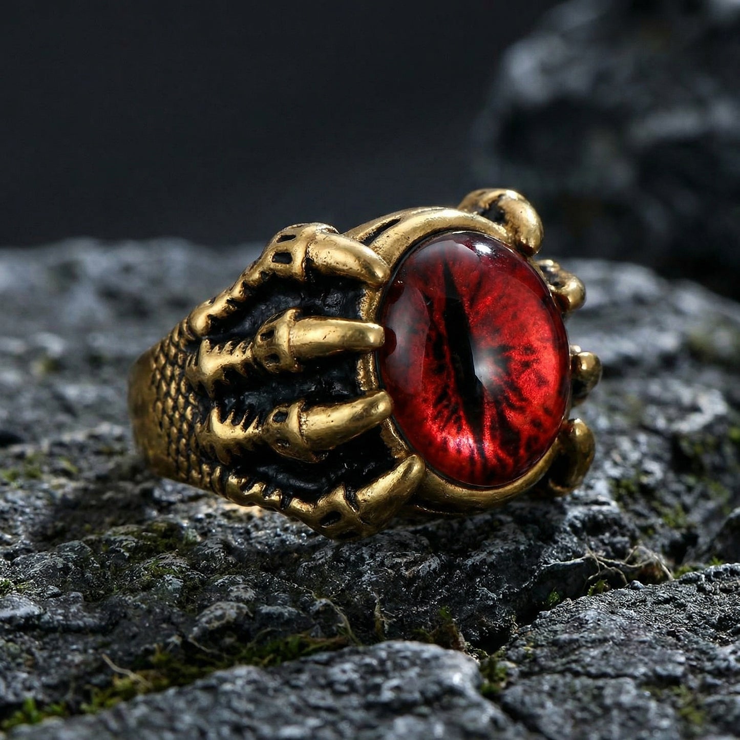 LNCHRAN Dragon Claw Evil Eye Ring Unisex Gothic Vintage Statement Jewelry