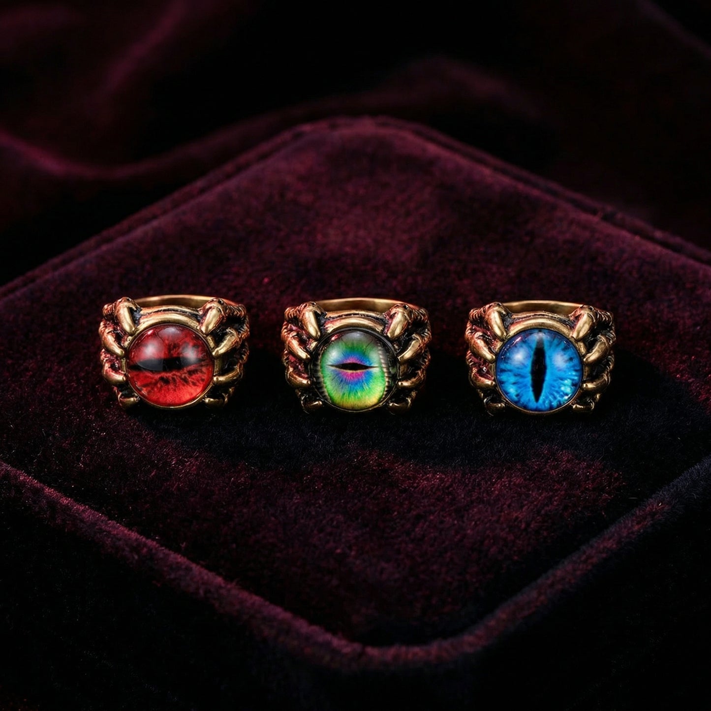 LNCHRAN Dragon Claw Evil Eye Ring Unisex Gothic Vintage Statement Jewelry