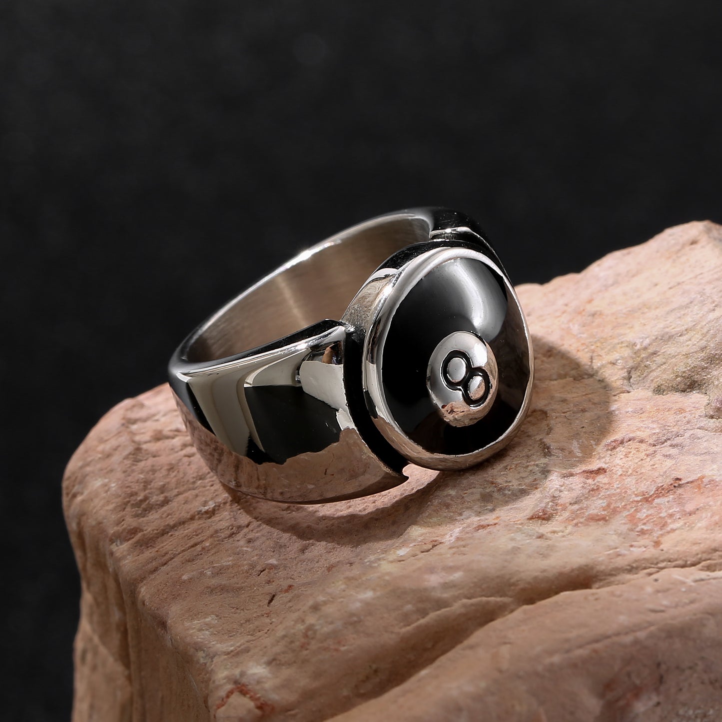 LNCHRAN 8 Ball Spinner Ring Stainless Steel Unisex Fidget Statement Jewelry