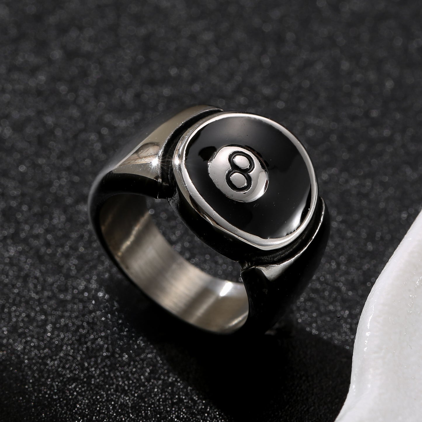 LNCHRAN 8 Ball Spinner Ring Stainless Steel Unisex Fidget Statement Jewelry