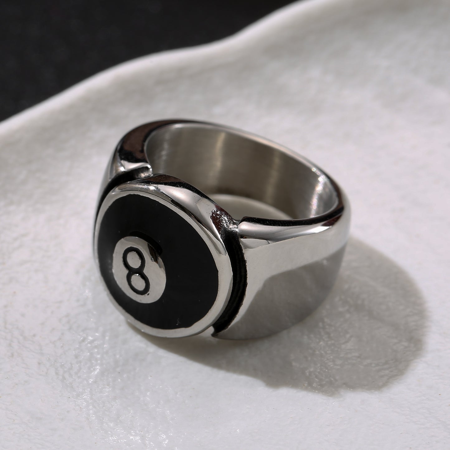 LNCHRAN 8 Ball Spinner Ring Stainless Steel Unisex Fidget Statement Jewelry